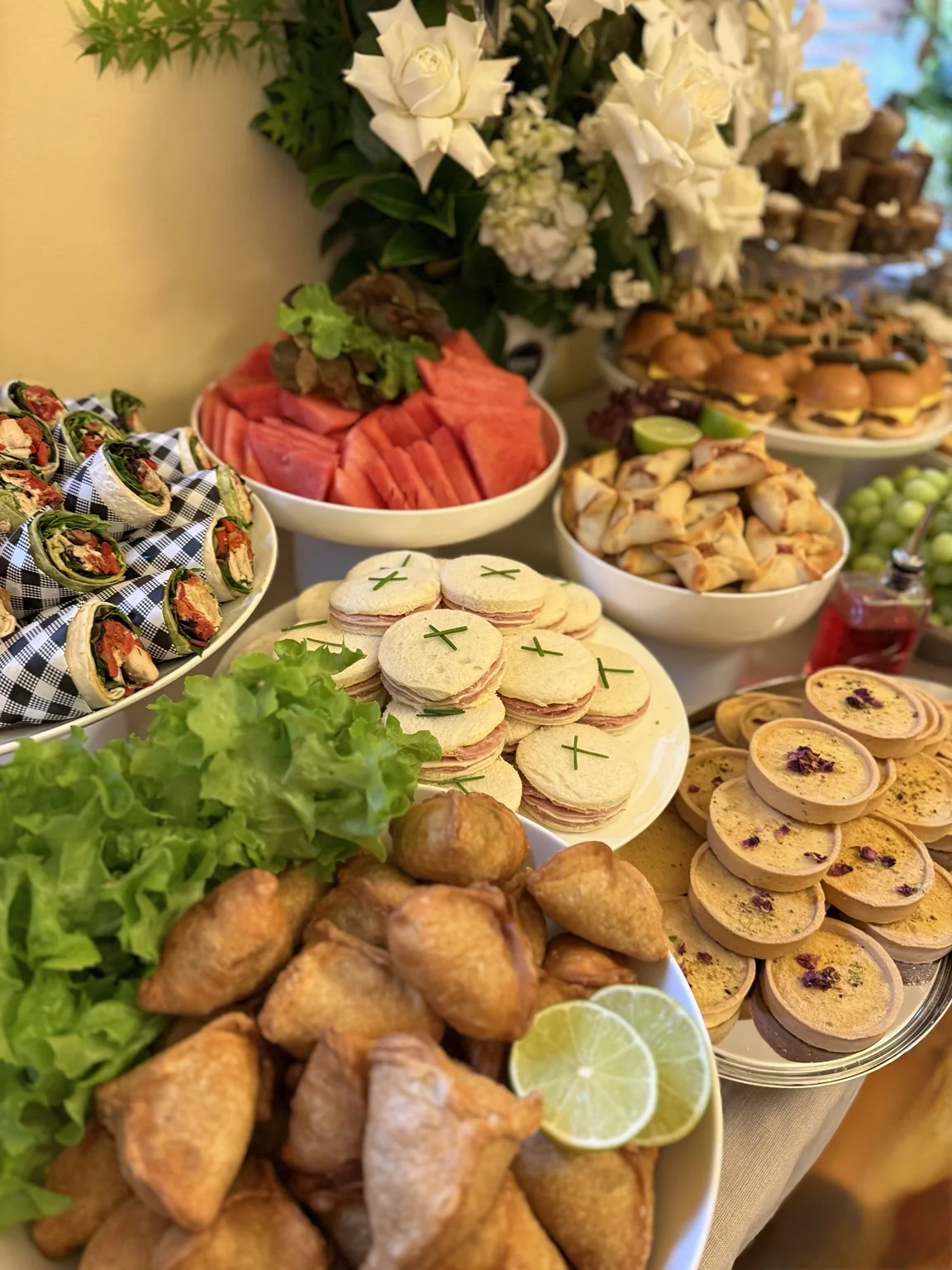 A table of Lebanese dishes and pastries