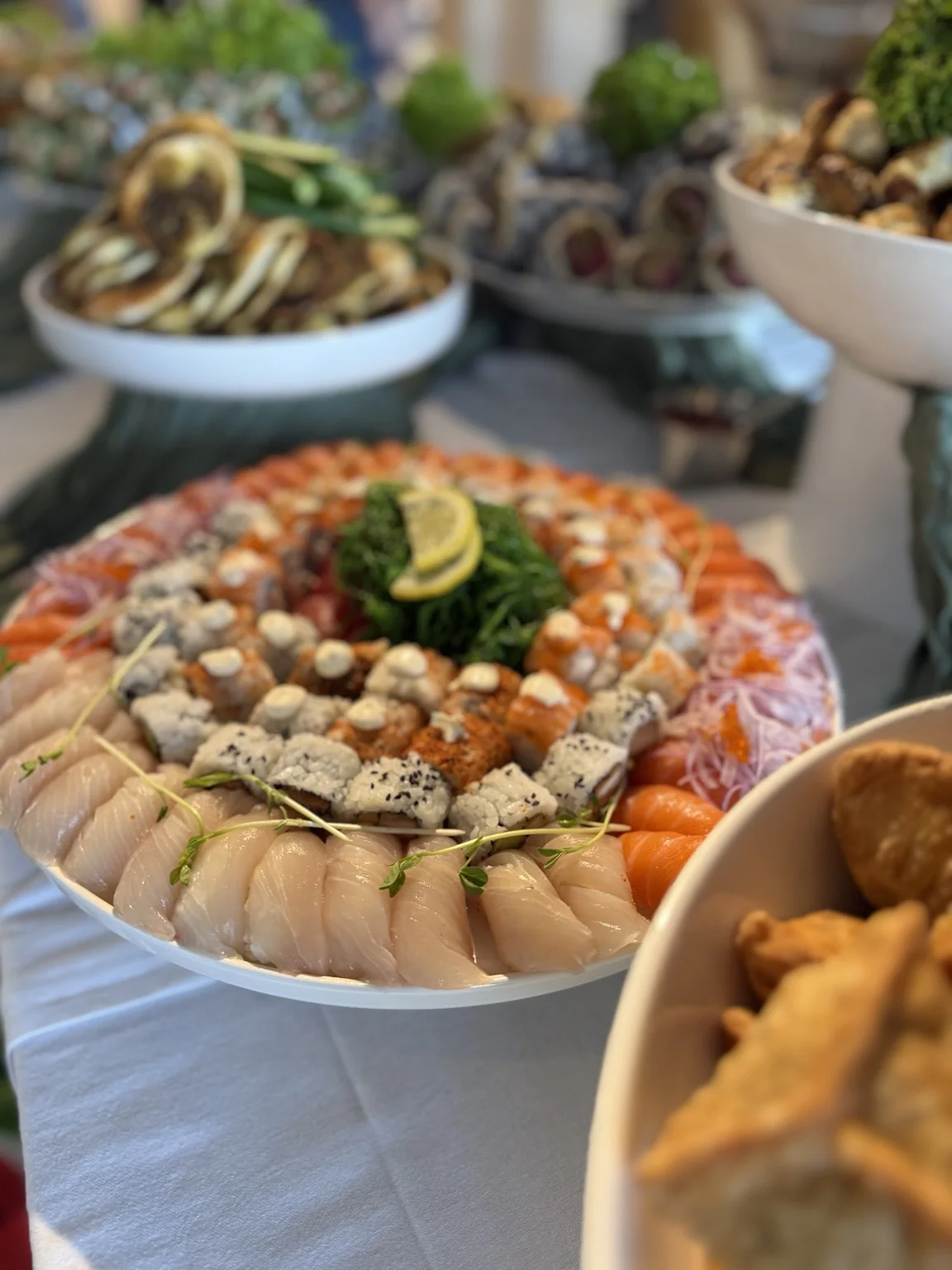 A colourful platter of catered food
